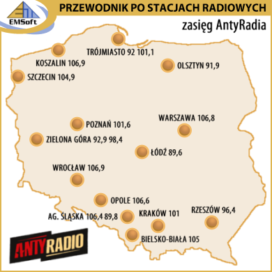 Mapa zasięgu - AntyRadio
