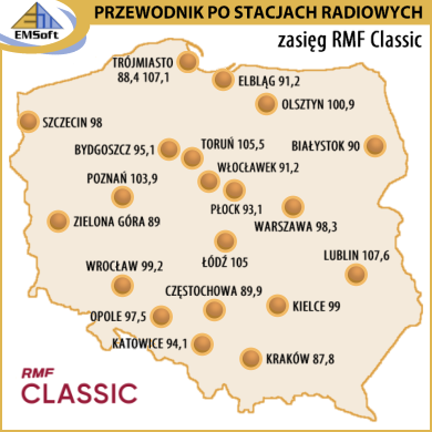 Mapa zasięgu - Radio RMF Classic