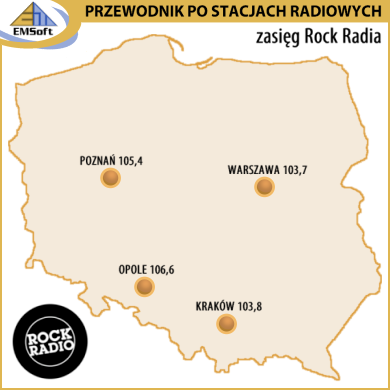 Mapa zasięgu - Rock Radio