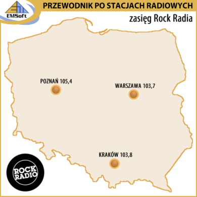 Mapa zasięgu - Rock Radio